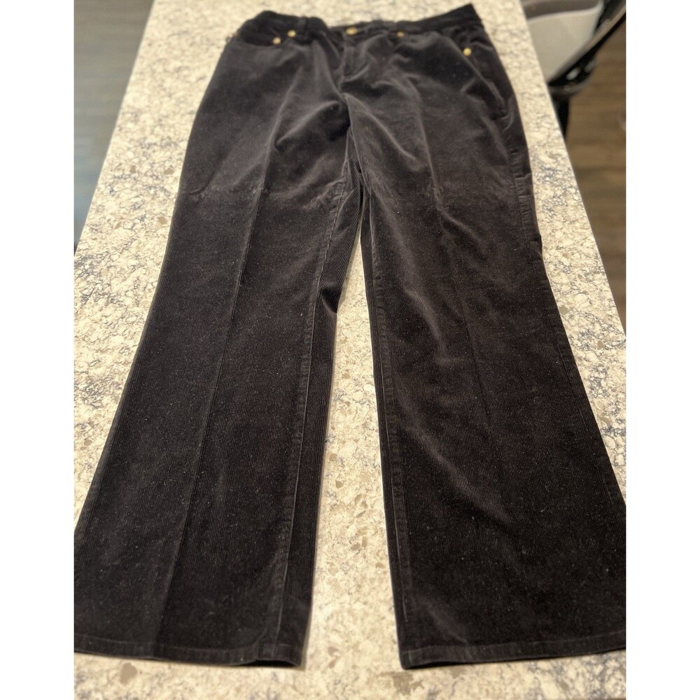Lauren Jeans Women’s Black Corduroy Pants Plus Sz 14P Stretch Jeans Straight
